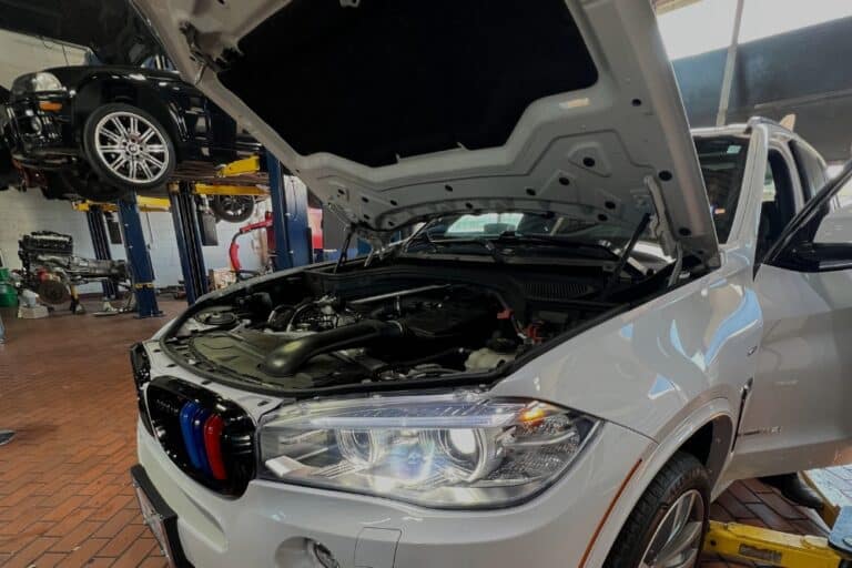European Car Maintenance in Plano, TX At EurAuto Shop. European car receiving maintenance at auto repair shop.
