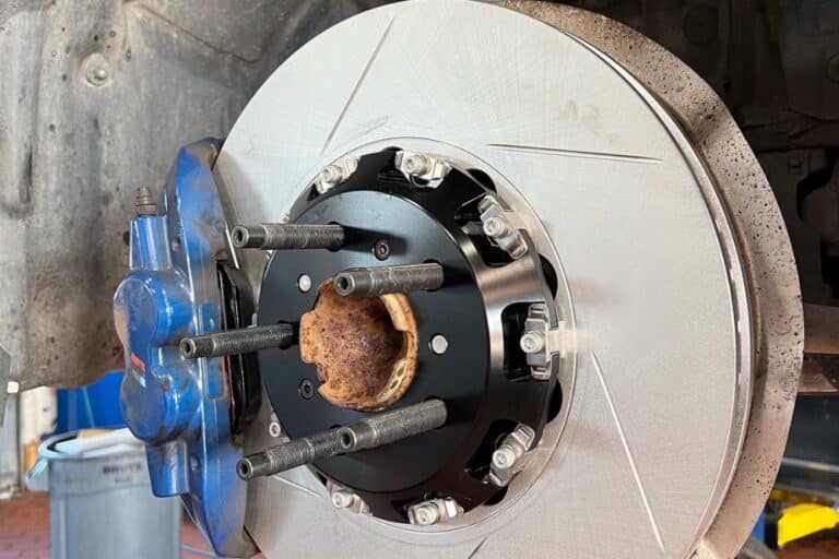Brake Repair in Plano, TX At EurAuto Shop. Close-up view of a European car brake