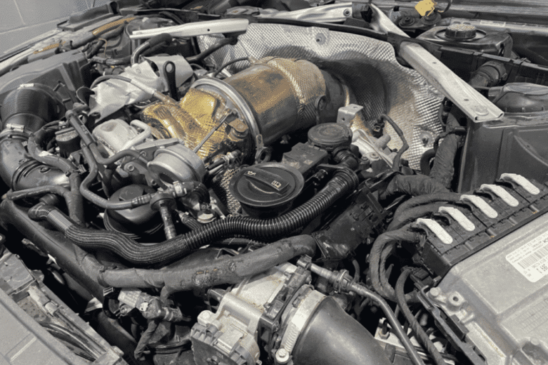 Cooling System Inspections for European Cars in Plano by EurAuto Shop -- a close up of a European car's engine during maintenance