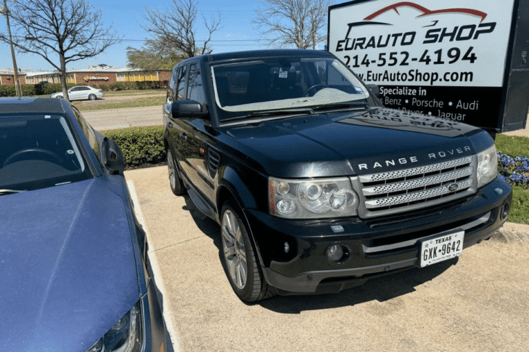 range rover specialist in by EurAuto Shop in Plano, TX. An image of a Range Rover parked in a driveway