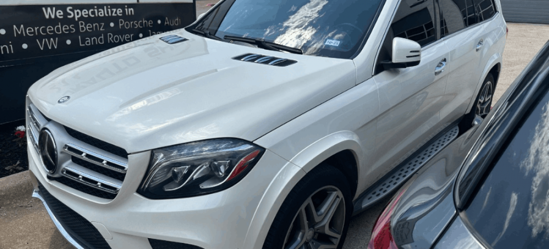 Mercedes-Benz repair, auto repair in Plano, TX at EurAuto Shop. Image of a Mercedes-Benz GLS at our shop, showcasing expert European vehicle service.